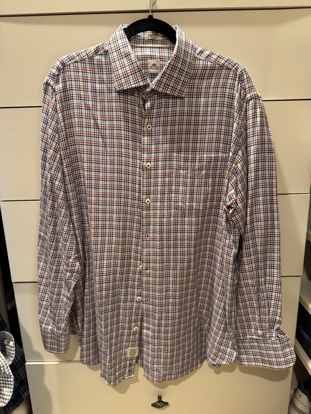 Peter Millar Red, Blue & White Plaid Very Soft Dress Shirt